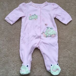 3/$10 Pink Frog Sleep & Play Footie Pajamas